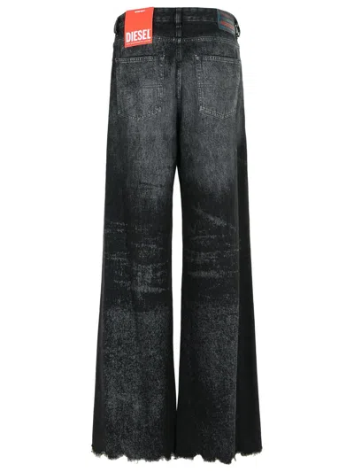 Diesel Jeans Wide Leg Effetto Consumanto In Black
