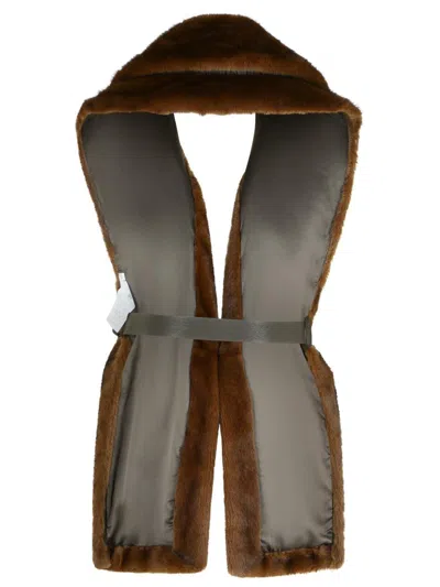 P.a.r.o.s.h . Brown Faux Fur Coat In Brown