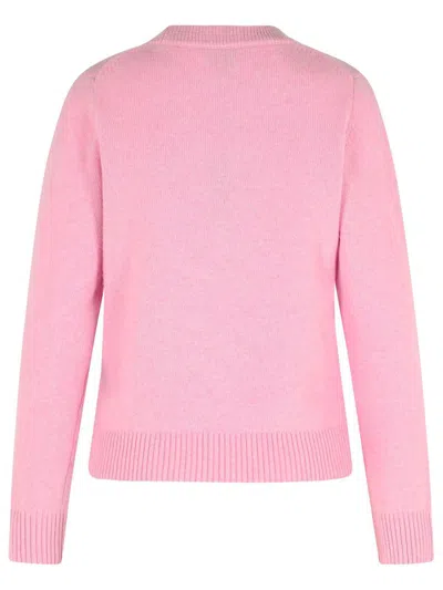 Ganni Poodle Graphic Sweater In Pink Wool Blend In Pink