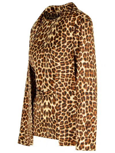 P.a.r.o.s.h . Animlier Silk Blouse In Brown