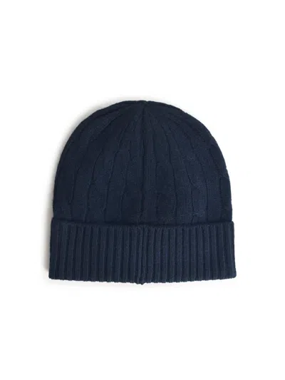 Polo Ralph Lauren Navy Wool Blend Beanie In Blue
