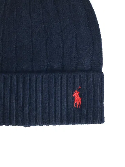 Polo Ralph Lauren Navy Wool Blend Beanie In Blue