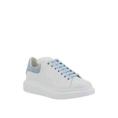 Alexander Mcqueen Oversize Sneakers In White And Light Blue Calf Leather In White