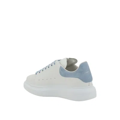 Alexander Mcqueen Oversize Sneakers In White And Light Blue Calf Leather In White