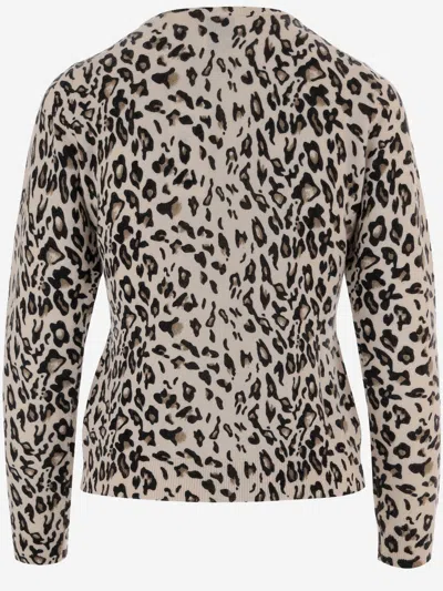 Allude Leopard Print Wool And Cashmere Cardigan In Neutral