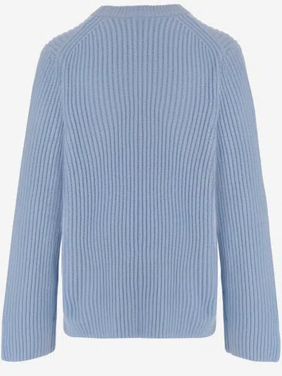 Allude Wool And Cashmere Ribbed Sweater In Blue