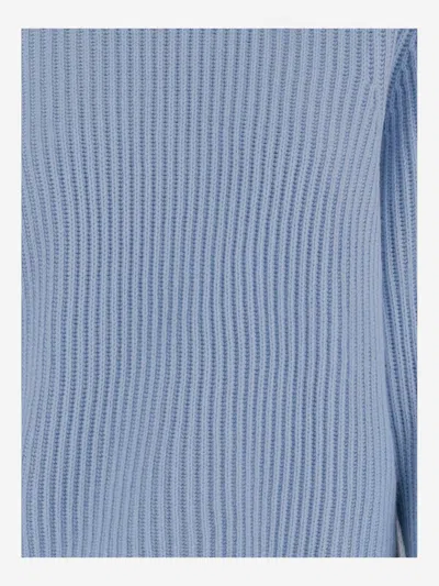Allude Wool And Cashmere Ribbed Sweater In Blue