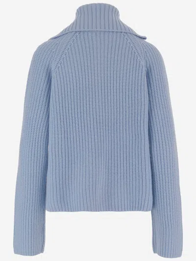 Allude Wool And Cashmere Zip-up Sweater In Blue