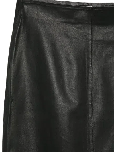 Alysi Leather Midi Skirt In Black