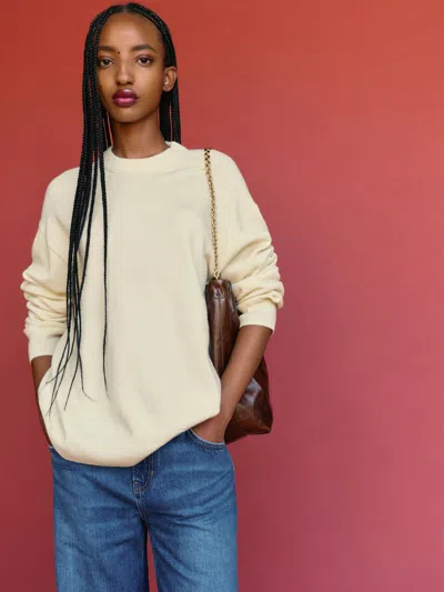 Reformation Fabian Regenerative Wool Crew In White