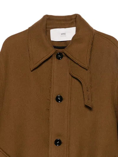 Ami Alexandre Mattiussi Ami Paris Wool Coat In Brown