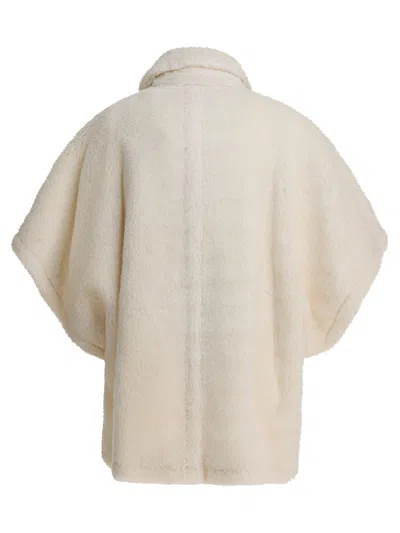 Max Mara Alpaca And Wool Cape Coats White In White