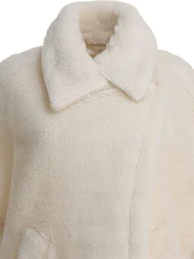 Max Mara Alpaca And Wool Cape Coats White In White