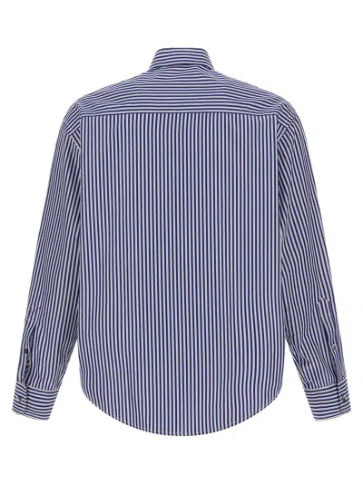 Ami Alexandre Mattiussi Striped Long Sleeve Shirt Chest Pocket In Blue