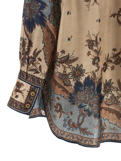 Zimmermann Ascension Manstyle Printed Silk Shirt In Multi