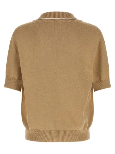 Balmain Stemma Embroidery Polo Shirt In Nude