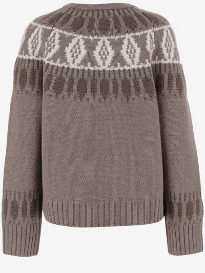Arch4 Cashmere Sweater With Geometric Pattern In Brown