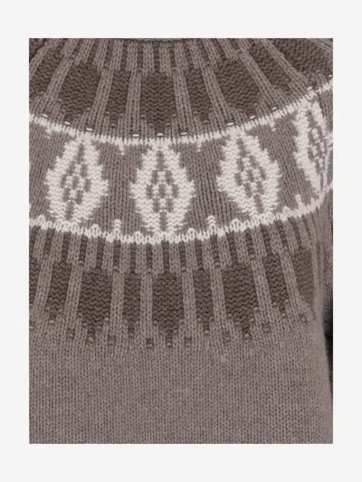 Arch4 Cashmere Sweater With Geometric Pattern In Brown