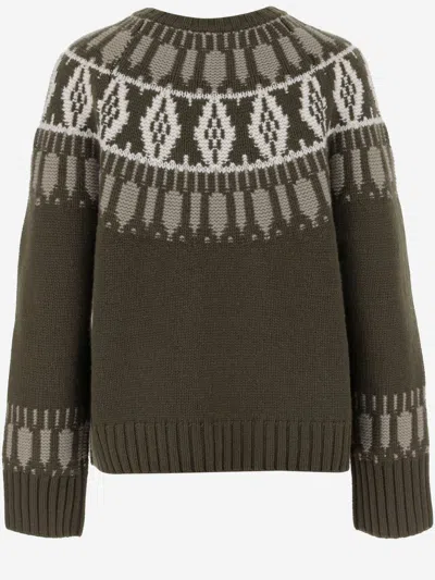 Arch4 Cashmere Sweater With Geometric Pattern In Green