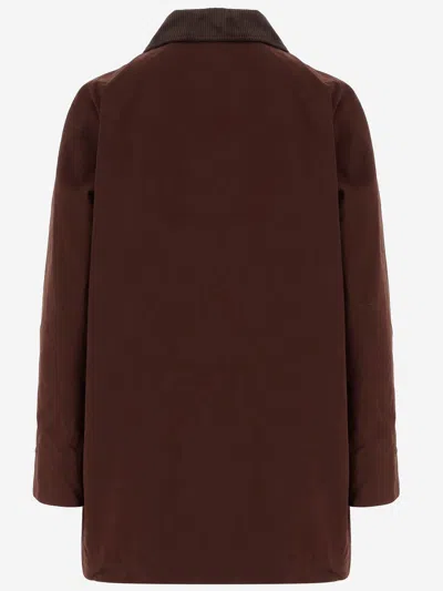 Aspesi Corduroy Collar Long Sleeve Coat In Brown