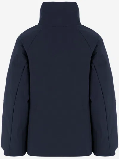 Aspesi Cotton Blend Jacket With High Collar And Flap Pockets In Blue