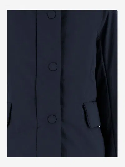 Aspesi Cotton Blend Jacket With High Collar And Flap Pockets In Blue