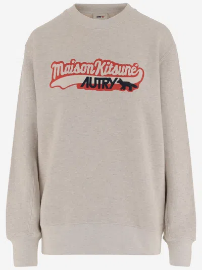 Autry X Maison Kitsune Cotton Sweatshirt In Gray