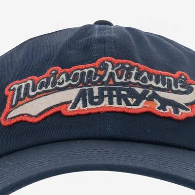 Autry Maison Kitsune Patch Baseball Cap In Blue