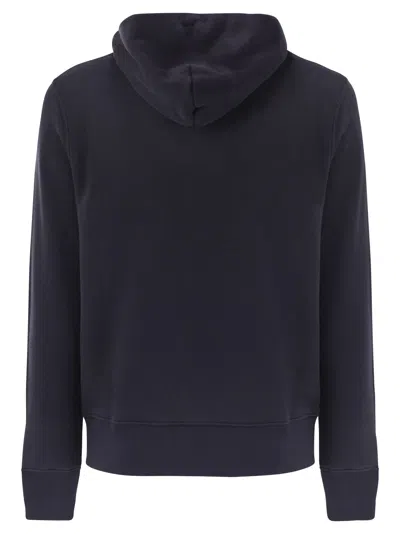 Autry Navy Cotton Hoodie With Drawstring Hood And Contrast Logo In Blue