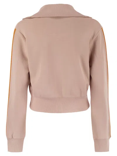 Autry Knitted Tennis Style Zip Sweatshirt In Pink