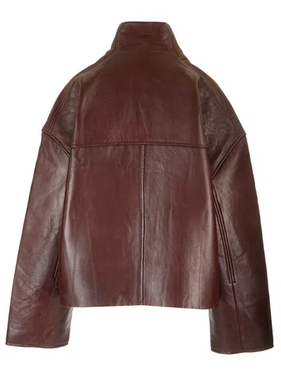 Remain Birger Christensen Burgundy Leather Jacket Jackets Bordeaux In Burgundy