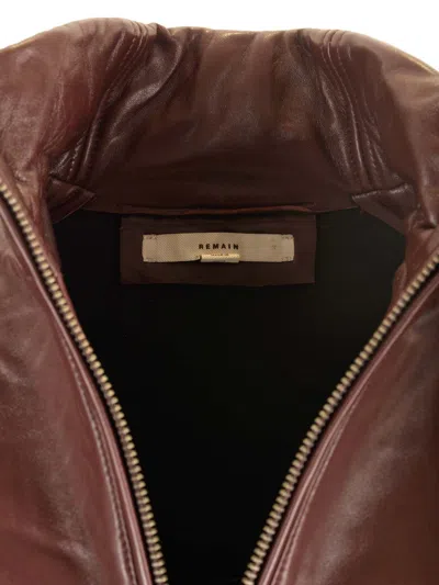 Remain Birger Christensen Burgundy Leather Jacket Jackets Bordeaux In Burgundy
