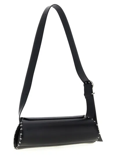 Jil Sander Cannolo Small Embellished Leather Shoulder Bag In Black