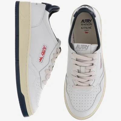 Autry X Maison Kitsune Medalist Low Top Sneakers In White