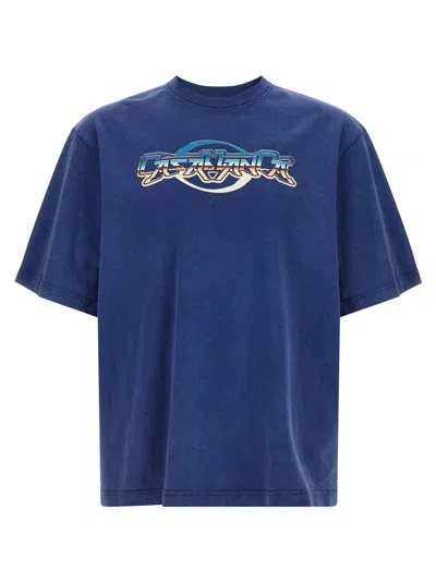Casablanca Oversized T-shirt With Chrome Text Print In Blue