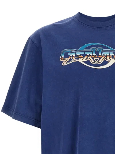Casablanca Oversized T-shirt With Chrome Text Print In Blue