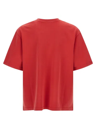 Casablanca Oversized Red Cotton T-shirt With Graphic Front Print In Red
