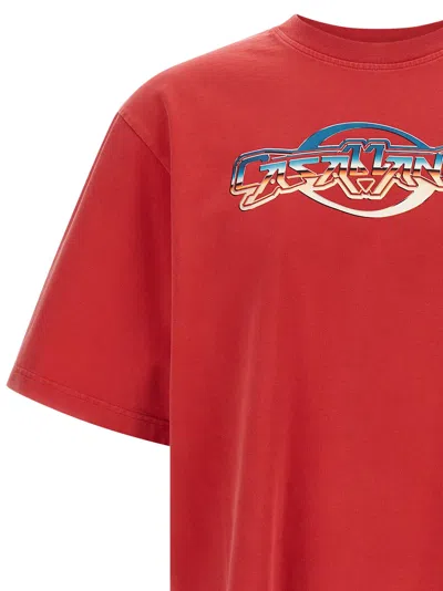 Casablanca Oversized Red Cotton T-shirt With Graphic Front Print In Red