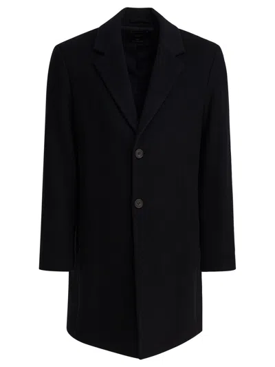 Vince Single Breasted Coat With Notch Lapel And Back Vent In Black