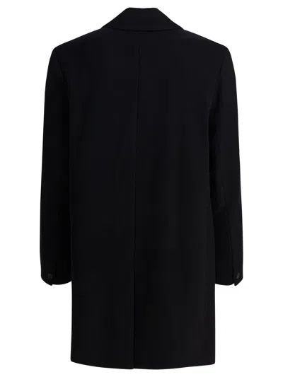 Vince Single Breasted Coat With Notch Lapel And Back Vent In Black