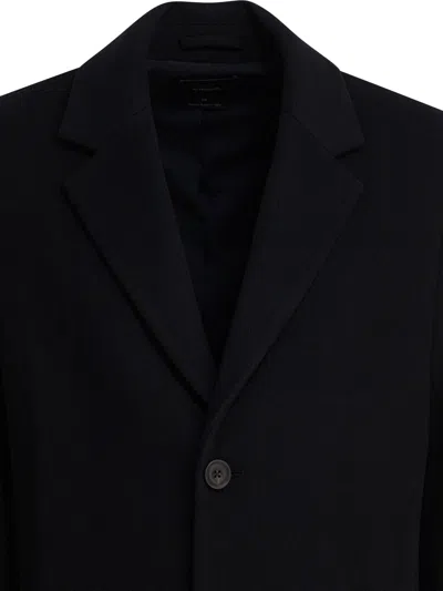 Vince Single Breasted Coat With Notch Lapel And Back Vent In Black