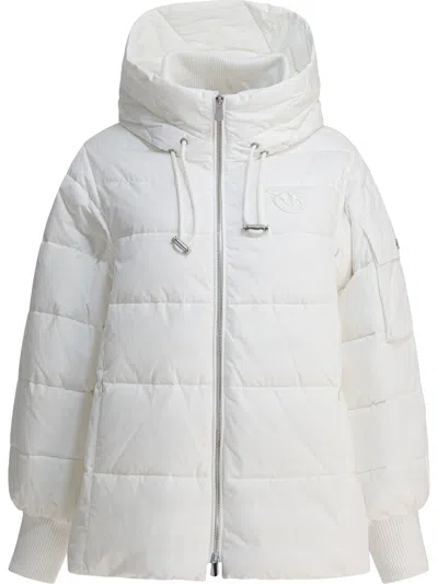 Pinko -line Down Jacket With Logo Patch In White