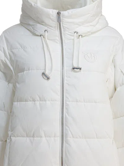 Pinko -line Down Jacket With Logo Patch In White