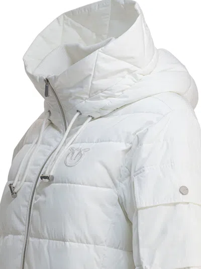 Pinko -line Down Jacket With Logo Patch In White