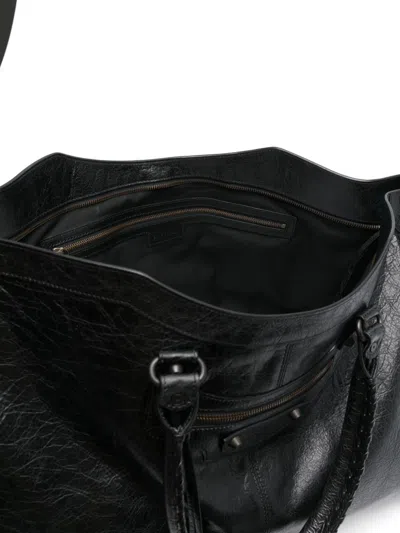 Balenciaga Men City Travel Leather Tote Bag In Black