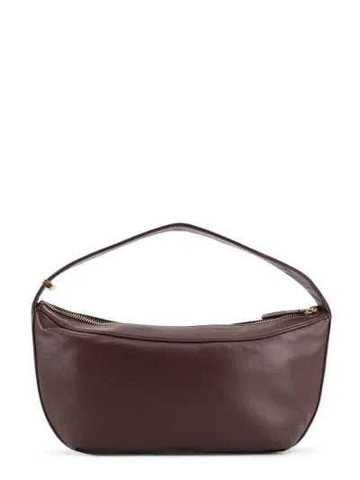 Staud Demy Leather Shoulder Bag With Adjustable Strap In Brown