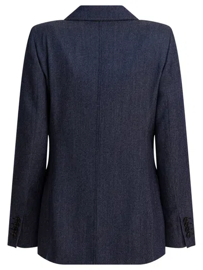 Max Mara Denim-effect Double-breasted Blazer Jackets Blue In Blue