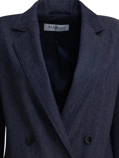 Max Mara Denim-effect Double-breasted Blazer Jackets Blue In Blue