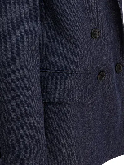 Max Mara Denim-effect Double-breasted Blazer Jackets Blue In Blue