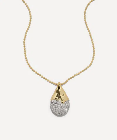 Alexis Bittar 14ct Gold-plated Solanales Crystal Pave Teardrop Pendant Necklace In Gold